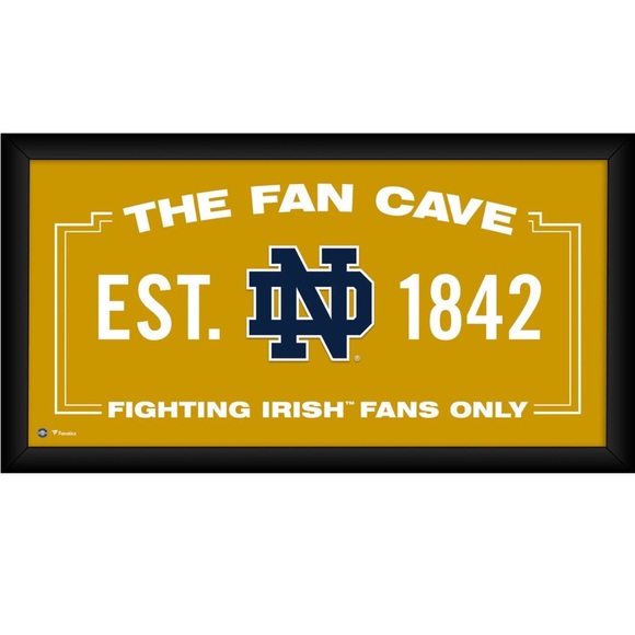 Notre Dame fighting Irish frame 10” x 20” Fan Cave College Fanatics gold black - Picture 1 of 6